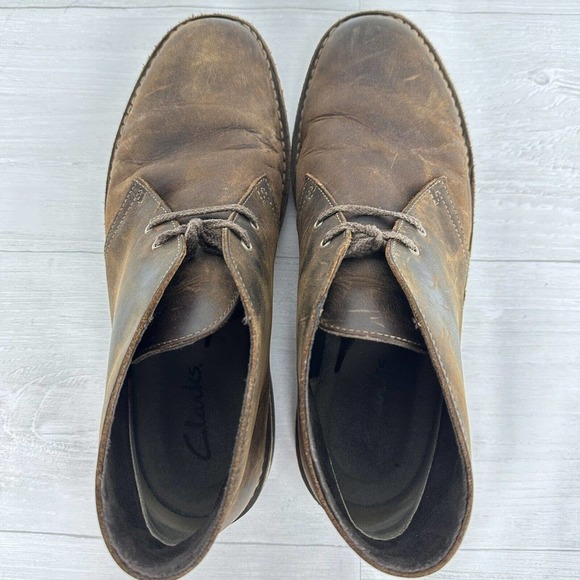 Clarks Bushacre Chukka Desert Boots Men Size 10.5 M Leather Brown Lace Up Shoes‎ - Picture 8 of 13